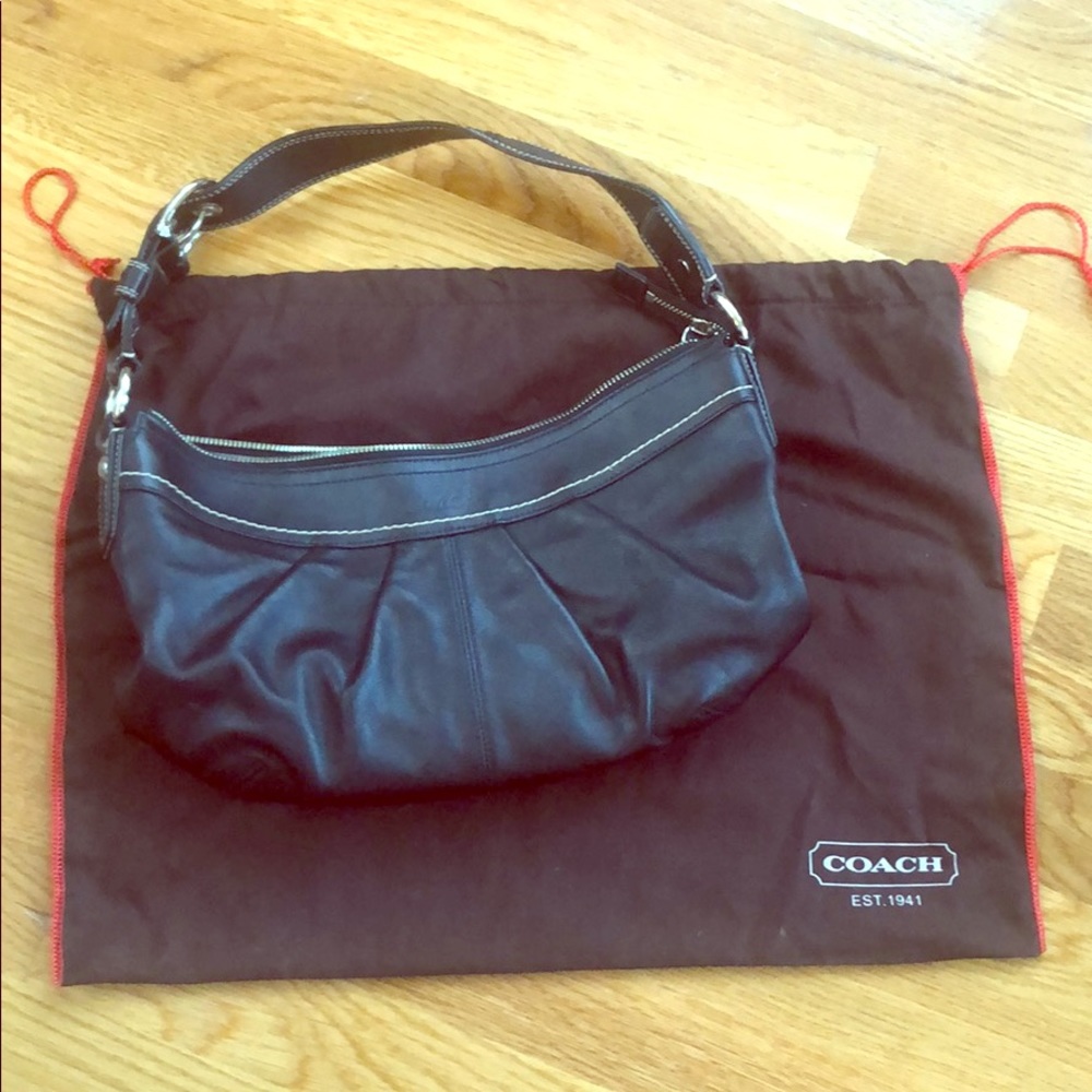 Coach black leather hobo purse